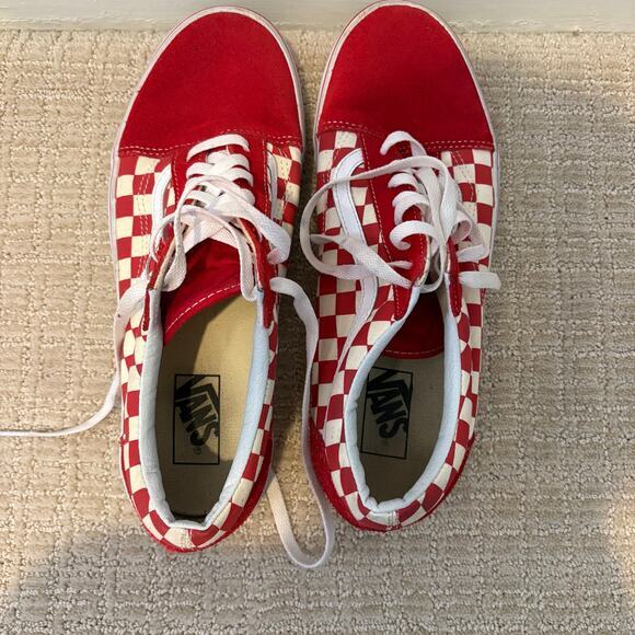 Vans Mens Old Skool Primary Checkerboard Racing Red White Shoes Size 10.5 Skater - Picture 5 of 7